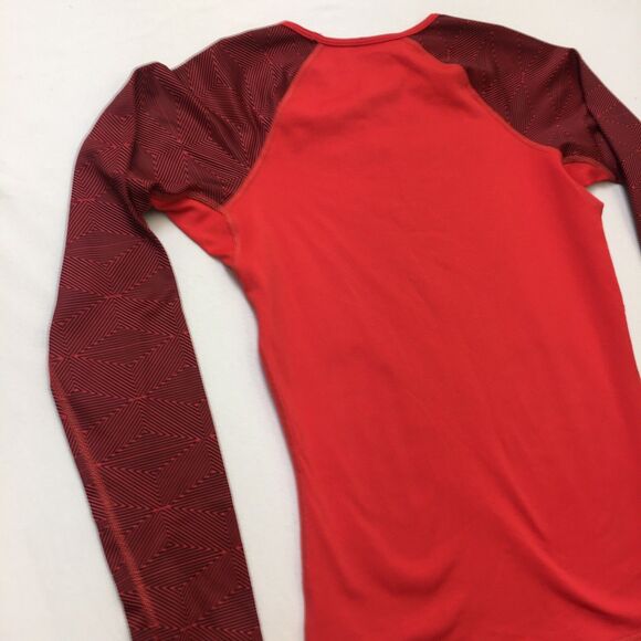 NIKE Pro Livestrong Shirt Women's S Red Graphic Long Sleeve Base Layer Raglan - Picture 7 of 15